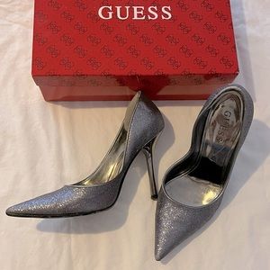 GUESS Silver Glitter Pumps